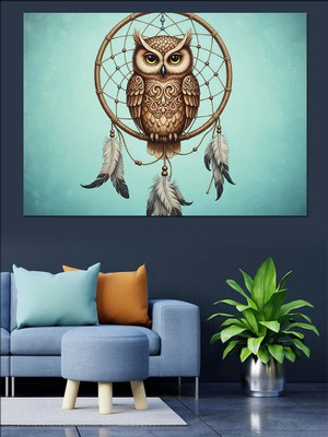 Artmeg Düş Kapanı Içinde Bilge Baykuş Dekoratif Kanvas - Mdf Ahşap Tablo