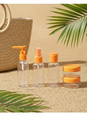 5 Parça Taşınabilir Seyahat Banyo Seti Şeffaf Şişe Takımı