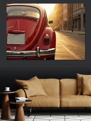 Artmeg Yolda Ilerleyen Kırmızı Vosvos Tablosu Dekoratif Kanvas - Mdf Ahşap Tablo