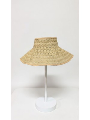 Mollycrush Kadın Camel Dantel Desenli Vizör Şapka | Geniş Siperlikli Yazlık Model