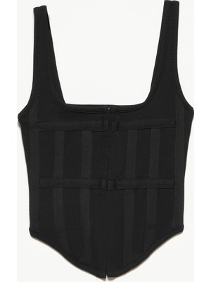 Dilvin Korse Top-Siyah Elastan Kumaş ile Şık ve Rahat 36 Beden Kadın Bluz