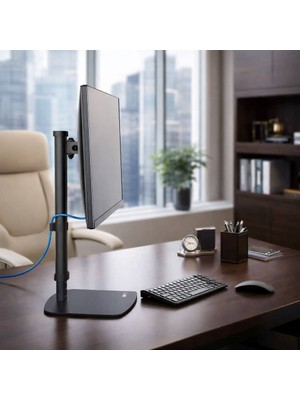 Vesamax Yükseklik Ayarlı 36-54 cm Tekli Monitör Standı | 17”-27” | Vesa 75X75 / 100X100 | Masaüstü