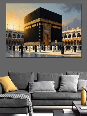Artmeg Kabe ve Mekke Kutsal Meydanı Dekoratif Kanvas - Mdf Ahşap Tablo