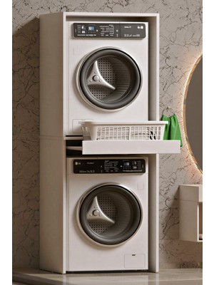 Moonlife Çamaşır Sepeti Çekmeceli Çamaşır ve Kurutma Makinesi Banyo Dolabı