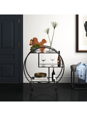 Merzana Metal Servis Arabası, Siyah Servis ve Sunum Arabası