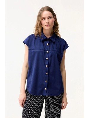 Love My Body Kolsuz Cep Detaylı Süet Yelek Lacivert 179L9892000