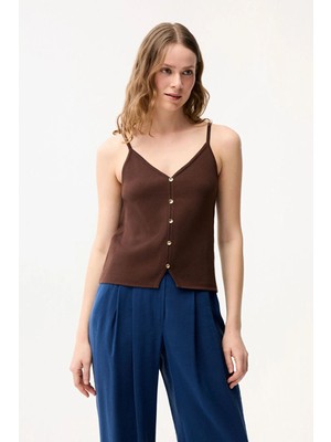 Love My Body Ip Askılı Triko Bluz Kahve 115L9958000