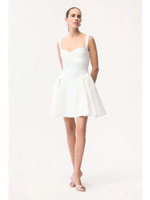 Adl Askılı Mini Elbise Kemik 12446333000