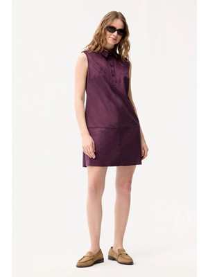 Love My Body Kolsuz Süet Elbise Mürdüm 124L9821000