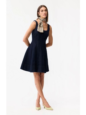 Love My Body Dikiş Detaylı Denim Elbise Lacivert 124L9922000