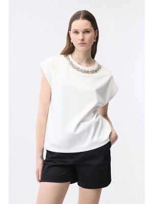 Adl Yakası Taşlı Bluz Kemik 11546580000