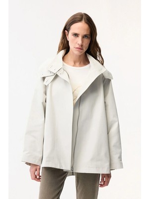 Adl Kapüşonlu Kısa Trençkot Gri 17846385000