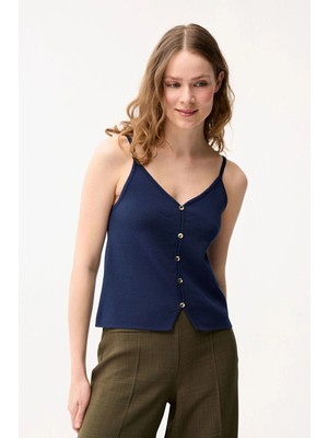 Love My Body Ip Askılı Triko Bluz Lacivert 115L9958000