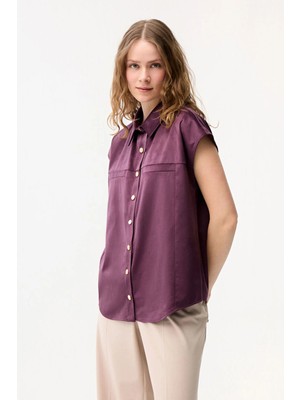 Love My Body Kolsuz Cep Detaylı Süet Yelek Mürdüm 179L9892000