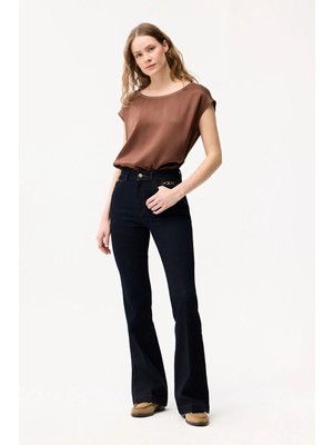 Love My Body Toka Detaylı Denim Pantolon Lacivert 153L9931000
