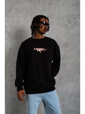 MiraLive Miray- Erkek 3 Iplik Gangster Baskılı Sweatshirt - Siyah