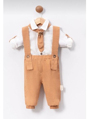 Popshops Erkek Bebek Müslin Kravatlı Gömlek Salopet Takım