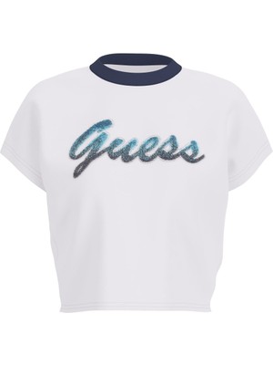 Guess Kadın Jersey Regular Fit T-Shirt - Beyaz