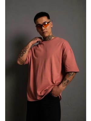 MiraLive Miray- Erkek 24/1 Düz A Kalite Oversize T-Shirt - Gül Kurusu