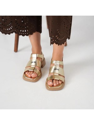 Perge Gold Gerçek Deri Kadın Sandalet