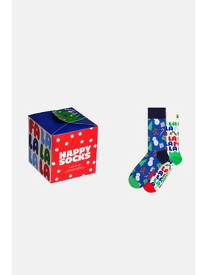 Happy Socks - Çok Renkli Kutlama Desenli 2\'li Pamuklu Çorap Seti