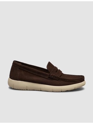 Cabani Kahverengi Hakiki Deri Erkek Loafer Ayakkabı