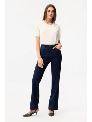 Love My Body Cepli Nakış Detalı Denim Pantolon Lacivert 153L9649001
