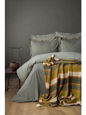 Bedline Triko Battaniyeli Nevresim Takımı Çift Kişilik Somon Yeşil