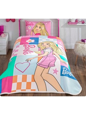 Taç Yeni Sezon Lisanslı Barbie Colourful Tek Kişilik Pike Takımı