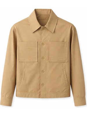 Erkek Gabardin Gömlek Ceket Çift Cepli Oversıze