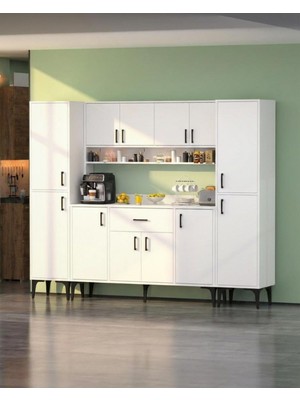 Moonlife Orenza 12 Kapak Tek Çekmeceli Çok Amaçlı Kahve Köşesi Dolabı Beyaz