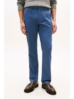 Tommy Hilfiger Erkek Denton Pamuklu Mikro Desenli Chino Pantolon - Mavi