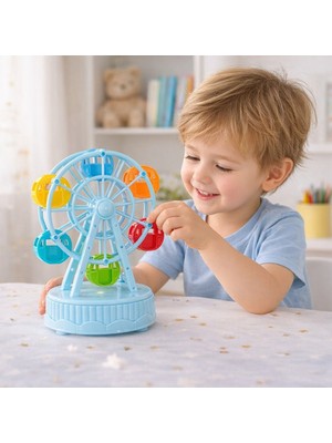 CoverZone MK87 | Dönme Dolap Müzik Kutusu, 10 x 16CM, Kurmalı Melodili Ferris Wheel Müzik Kutusu, Pasta Üstü Doğum Günü Süsü, Çocuk Odası Dekoru, Dönen Oyuncak, Saklama Bölmeli Dekoratif