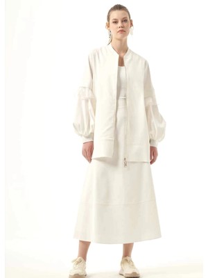 Nuss Tüllü Ceket Ekru