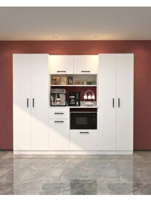 Moonlife Novella 8 Kapak Tek Çekmeceli Dolaplı Kahve Köşesi Beyaz