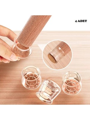 Lowell Home 4'lü Keçeli Şeffaf Silikon Sandalye Ayak Koruyucu Seti