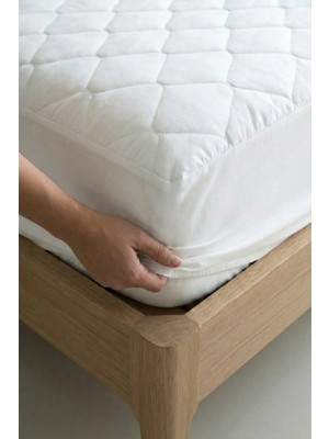 Nart Home Yatak Alezi Pamuklu Kapitone Fitted Full Kenar Yatak Koruyucu Beyaz