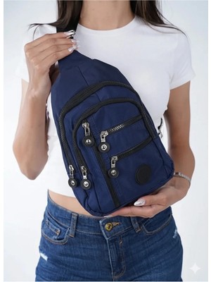 Reliance Unisex Siyah Çapraz Askılı Çanta Göğüs Çanta Çok Bölmeli Günlük Omuz Çanta Bodybag