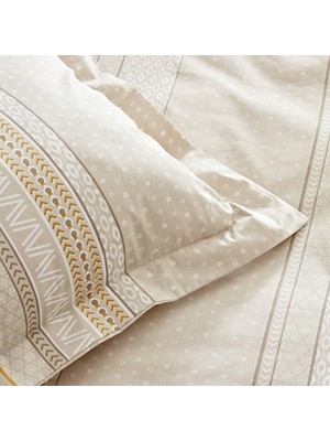 Karaca Home Keira Bej Desenli Çift Kişilik Nevresim Takımı 200 x 220 cm Pamuk
