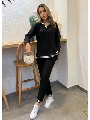 MiraLive Miray- Kadın Yeni Sezon Uzun Kollu Ribana Detay Ikili Takım