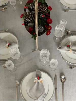 Valerium Simli Gümüş Masa Örtüsü 150 x 260