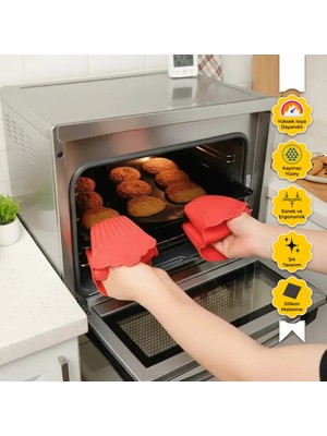 Dr.maya® | Silikon Fırın Eldiveni 2’li | Isı Yalıtımlı, Kaymaz Yüzey, Esnek ve Kolay Temizlenebilir