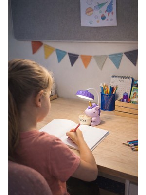 Brumoon Unicorn Kalemlik ve Kalemtraşlı Masa Lambası Mor