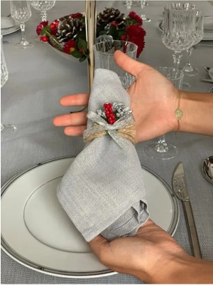 Valerium Simli Gri Peçete 35X35CM