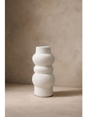Barine Aios Heykelsi Formda Terrakotta Vazo Beyaz 16X16X29 cm