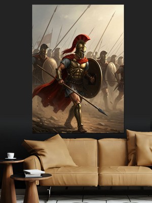 Artmeg Antik Miğferli Savaşçı Asker Dekoratif Kanvas - Mdf Ahşap Tablo