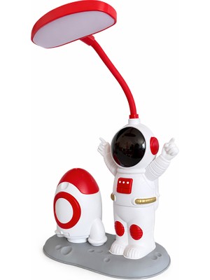 Brumoon Astronot Kalemlik ve Kalemtraşlı Masa Lambası Kırmızı