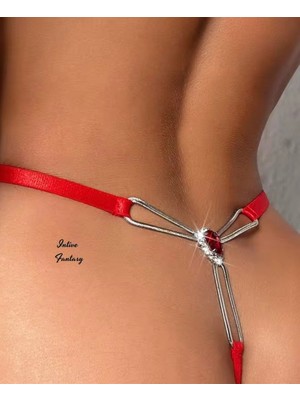 Intive Lingerie Intive Fantasy Kırmızı Arkası Aksesuar Detaylı Çekici Dantel String