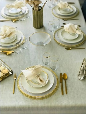 Valerium Simli Bej Masa Örtüsü 150 x 220