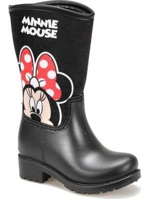 Ekofark Ayakkabı Minnie Mouse Siyah Yağmur Çizmesi Kız Çocuklar İçin Su Geçirmez Rahat Kullanım Özelliği